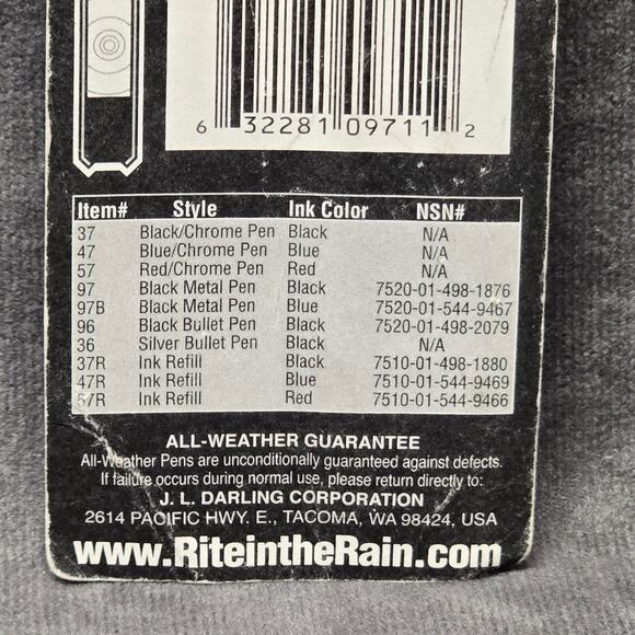 Rite in the Rain All-Weather Black Ink Writing Pen No. 97 - Picture 5 of 7